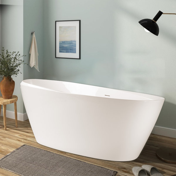 VIBRANTBATH 59 In. Acrylic Freestanding Bathtub Contemporary Soaking